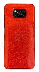 Eiroo Silvery Xiaomi Poco X3 / Poco X3 Pro Simli Kırmızı Silikon Kılıf - Eiroo