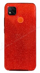 Eiroo Silvery Xiaomi Redmi 9C Simli Kırmızı Silikon Kılıf - Eiroo