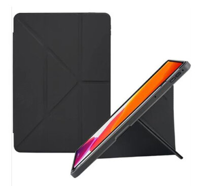 Eiroo Smart Samsung Galaxy Tab A9 Plus Kapaklı Standlı Siyah Deri Kılıf - Eiroo