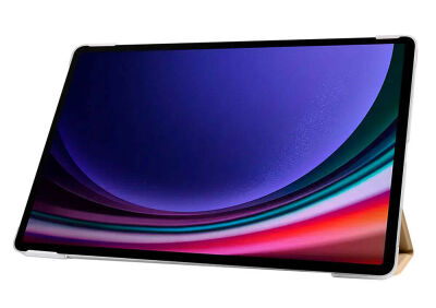 Eiroo Smart Samsung Galaxy Tab S9 FE Plus Kapaklı Standlı Gold Deri Kılıf - 5