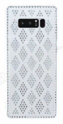 Eiroo Twinkler Samsung Galaxy Note 8 Beyaz Taşlı Şeffaf Silikon Kılıf - Eiroo