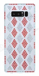 Eiroo Twinkler Samsung Galaxy Note 8 Kırmızı Taşlı Şeffaf Silikon Kılıf - Eiroo
