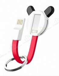 Eiroo Type-C ve Lightning Anahtarlık Kısa Kırmızı Data Kablosu 11cm - Eiroo