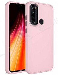 Eiroo Xiaomi Redmi Note 8 Metal Çerçeveli Pembe Rubber Kılıf - Eiroo