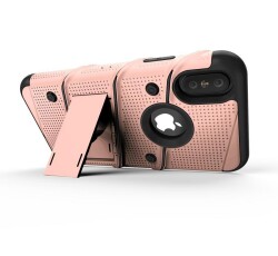 Eiroo Zag Armor iPhone X / XS Standlı Ultra Koruma Rose Gold Kılıf - 3