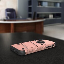 Eiroo Zag Armor iPhone X / XS Standlı Ultra Koruma Rose Gold Kılıf - 5
