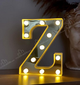 3D Ikl Z Harfi Led Dekoratif Aydnlatma Byk Boy 22 cm