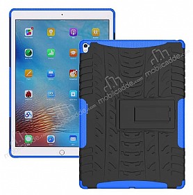 Apple iPad Pro 9.7 Ultra Sper Koruma Standl Mavi Klf