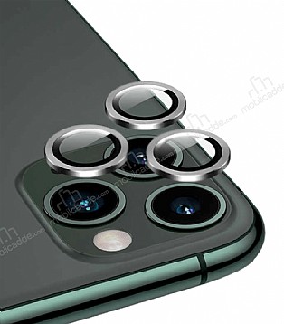 Apple iPhone 12 Pro 6.1 in Metal Kenarl Cam Silver Kamera Lensi Koruyucu