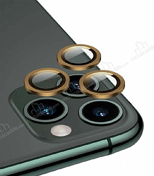 Apple iPhone 12 Pro 6.1 in Metal Kenarl Cam Gold Kamera Lensi Koruyucu