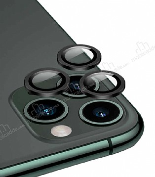 Apple iPhone 12 Pro 6.1 in Metal Kenarl Cam Siyah Kamera Lensi Koruyucu
