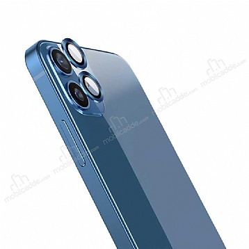 Wiwu iPhone 12 Mini Mavi Metal Kamera Lens Koruyucu