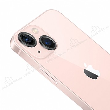 Apple iPhone 13 Metal Kenarl Cam Siyah Kamera Lensi Koruyucu