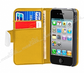 iPhone 4 / 4S Beyaz Yan Czdanl Klf