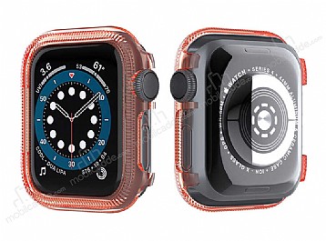 Apple Watch 5 effaf Turuncu Silikon Klf ve Ekran Koruyucu 40 mm