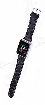 Apple Watch 4 / Watch 5 Siyah Gerek Deri Kordon (44 mm)