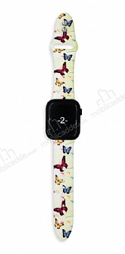 Apple Watch 4 / Watch 5 Renkli Kelebekler Kordon (40 mm)