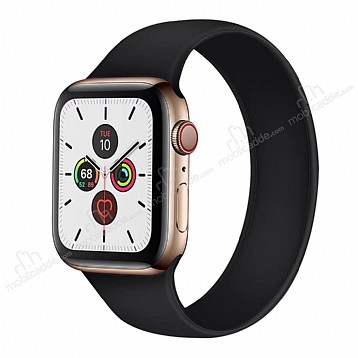 Apple Watch 4 / Watch 5 Solo Loop Siyah Silikon Kordon 44mm