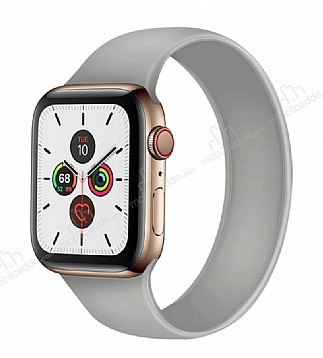 Apple Watch 4 / Watch 5 Solo Loop Gri Silikon Kordon 44mm