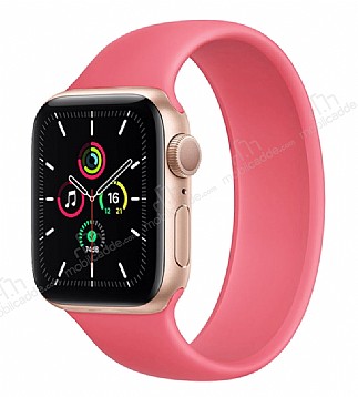 Apple Watch 4 / Watch 5 Solo Loop Pembe Silikon Kordon 40mm