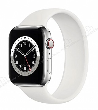 Apple Watch 4 / Watch 5 Solo Loop Beyaz Silikon Kordon 40mm