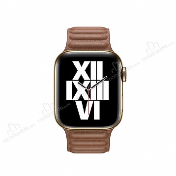 Apple Watch 4 / Watch 5 Kahverengi Deri Kordon 44 mm