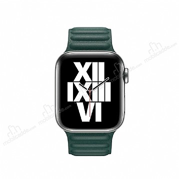 Apple Watch 4 / Watch 5 Koyu Yeil Deri Kordon 44 mm