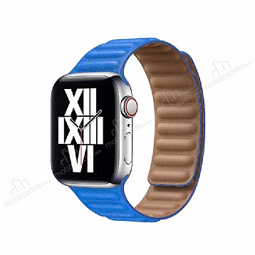 Apple Watch 6 Mavi Deri Kordon 44 mm