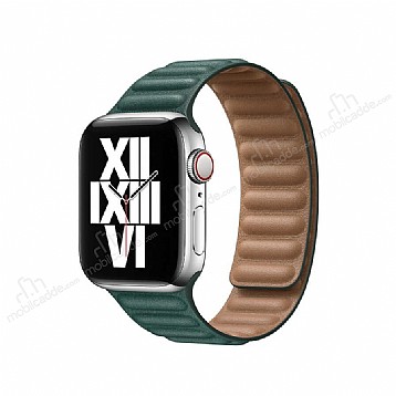 Apple Watch 7 Yeil Deri Kordon 41 mm