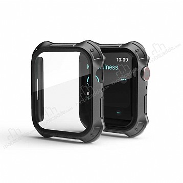 Apple Watch 7 Gard Siyah Silikon Klf ve Ekran Koruyucu (45 mm)