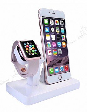 Apple Watch ve iPhone Lightning Masast Beyaz Dock
