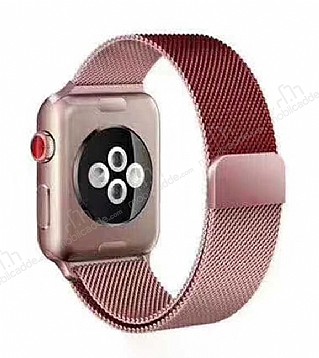 Apple Watch / Watch 2 / Watch 3 Geili Rose-Krmz Metal Kordon (38 mm)