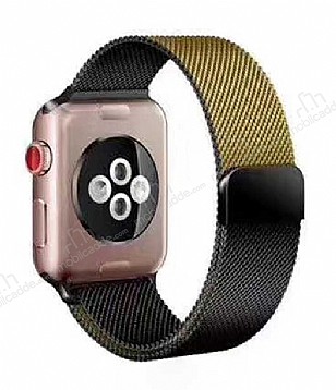 Apple Watch / Watch 2 / Watch 3 Geili Siyah-Gold Metal Kordon (38 mm)