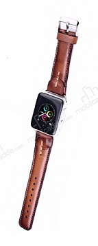 Apple Watch / Watch 2 / Watch 3 Kahverengi Gerek Deri Kordon (38 mm)