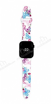 Apple Watch / Watch 2 / Watch 3 Kelebekler Beyaz Kordon (38 mm)