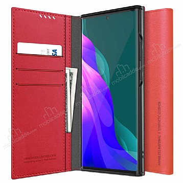 Araree Mustang Diary Samsung Galaxy Note 20 Ultra Czdanl Krmz Deri Klf