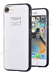 Aston Martin iPhone 7 / 8 Gerek Deri Beyaz Rubber Klf