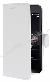 Asus ZenFone 4 Czdanl Yan Kapakl Beyaz Deri Klf