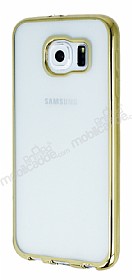 Samsung Galaxy S6 Gold Kenarl effaf Silikon Klf