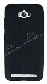 Asus ZenFone Max Deri Desenli Ultra nce Siyah Silikon Klf