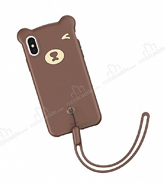 Baseus Bear iPhone XS Max Kahverengi Silikon Klf