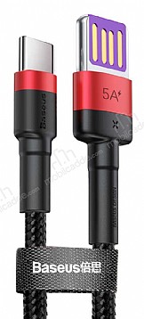 Baseus Cafule HW USB Type-C Siyah-Krmz Data Kablosu 1m