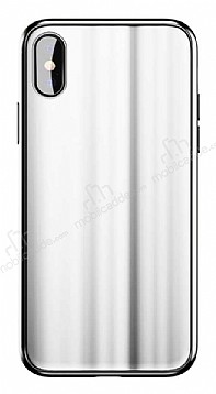 Baseus Glass Sparkling iPhone X / XS Beyaz Rubber Klf