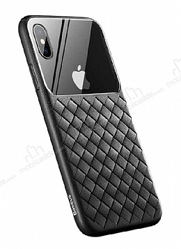 Baseus Glass Weaving iPhone X / XS Siyah Silikon Klf