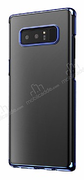 Baseus Glitter Samsung Galaxy Note 8 Tam Kenar Koruma Lacivert Rubber Klf