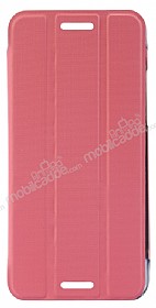 Baseus HTC One Mini Folio Standl nce Yan Kapakl Pembe Klf