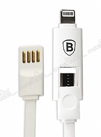 Baseus Lightning & Micro USB Beyaz Data Kablosu 20cm