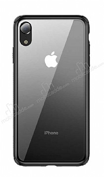 Baseus See-Through iPhone XR Siyah Silikon Kenarl Cam Klf