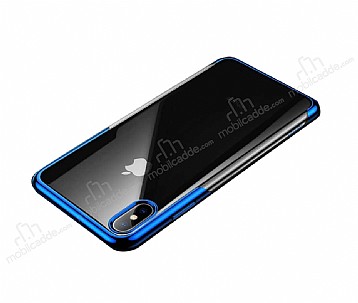 Baseus Shining iPhone XS Max Lacivert Kenarl Silikon Klf
