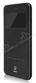 Baseus Simple iPhone 7 Plus Pencereli Manyetik Kapakl Siyah Deri Klf